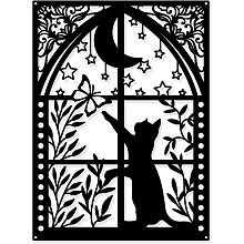 NBEADS Cat Metal Wall Decor, 11.8x8.6 Black Wall Hanging Decor Window with Cat and Butterfly Silhouette Wall Art for Home Bedroom Living Room Bathroom Kitchen Office Hotel Wall Decoration,