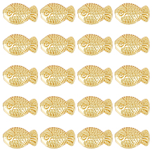 HOBBIESAY Brass Beads, Long-Lasting Plated, Fish, Golden, 10x7x4mm, Hole: 1mm, 100pcs/box