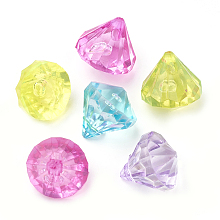 Honeyhandy Transparent Acrylic Charms, Diamond, Mixed Color, 12x11mm, Hole: 1.5mm, about 905pcs/500g