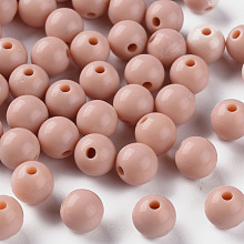 Honeyhandy Opaque Acrylic Beads, Round, PeachPuff, 8x7mm, Hole: 2mm, about 1745pcs/500g