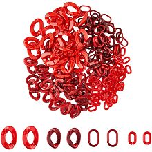 SUPERFINDINGS About 240Pcs Acrylic Linking Rings 4 Styles Red Oval Twist Link Chain Rings Opaque Quick Link Connectors for Earring Necklace Jewelry Eyeglass Chain DIY Craft Making