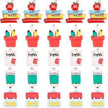 SUNNYCLUE 1 Box 25Pcs Resin Teacher Charms Back to School Charm for Jewelry Making Charms Bracelet Earring Necklace Craft