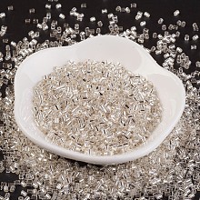 MGB Matsuno Glass Beads, Japanese Seed Beads, Silver Lined Round Hole Glass Seed Beads, Two Cut, Hexagon, Creamy White, 11/0, 2x2x2mm, Hole: 0.8mm, about 41000pcs/bag, 450g/bag