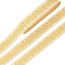 PandaHall Elite 10 Yards Gold Jacquard Ribbon 1 Inch Edge Woven Braid Trim Ethnic Embroidery Jacquard Trim Vintage Flowers Straps for Sewing, Handmade Bag, Curtain Slipcover, DIY Clothing Decoration