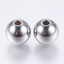 Honeyhandy 201 Stainless Steel Beads, Solid Round, Stainless Steel Color, 12mm, Hole: 3mm