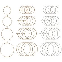 PandaHall 80pcs 4 Sizes Brass Round Hoop Earrings Wire Hoops Wine Glass Charm Rings Beading Hoop for DIY Craft Making Party Favors, Golden & Stainless Steel Color