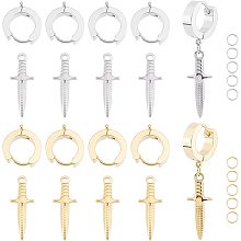 UNICRAFTALE 8 Sets Punk Style DIY Dagger Drop Earring Making Kit Stainless Steel Hoop Earrings Findings and Dagger Charm Pendants with Jump Ring Pin 1mm for Jewelry Making