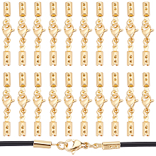 UNICRAFTALE 20pcs Golden Lobster Clasp 304 Stainless Steel Lobster Claw Clasps with Cord Ends 32mm Jewelry Clasps Bracelet Necklace Clasp 10x3x2.5mm Cord Ends for Necklace Bracelet Jewelry Making