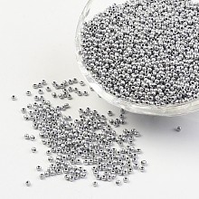 FGB 11/0 Glass Seed Beads, Baking Paint, Round, Silver, 2x1.5mm, Hole: 0.7mm, about 3000pcs/50g