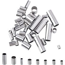 Unicraftale 304 Stainless Steel Tube Beads, Stainless Steel Color, 74x72x17mm; 40pcs/box