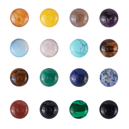 Mixed Gemstone Cabochons, Half Round/Dome, Mixed Dyed and Undyed, 20x6mm, 16pcs/box