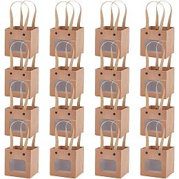 BENECREAT 16 Packs Square Paper Gift Bags with Handles, Small Shopping Bags for Baby Shower Birthday Wedding Anniversary Florist Packing, 4x4x4 inch