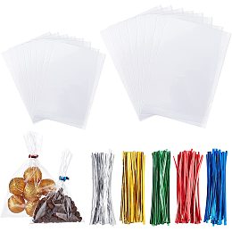 400 Pcs Clear Cellophane Treat Bags Clear OPP Bags with Gold Twist Ties Party Favor Bag Wrapping Bags for Bakery Cookies Candies 