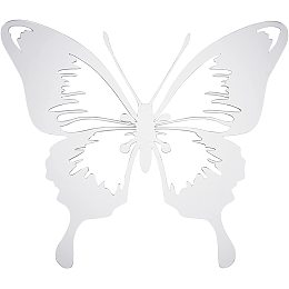 CREATCABIN Butterfly Mirror Stickers 3D Acrylic Wall Decals Wall Art Decor Self Adhesive DIY Removable Mural Eco-Friendly Silver Gift for Home Living Room Bedroom Bathroom Decoration 10.3 x 11.8 Inch