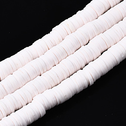 Honeyhandy Handmade Polymer Clay Beads Strands, for DIY Jewelry Crafts Supplies, Heishi Beads, Disc/Flat Round, Seashell Color, 6x0.5~1mm, Hole: 1.8mm, about 290~320pcs/strand, 15.75 inch~16.14 inch(40~41cm)