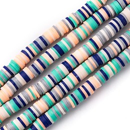 Honeyhandy Handmade Polymer Clay Beads Strands, for DIY Jewelry Crafts Supplies, Heishi Beads, Disc/Flat Round, Turquoise, 6x0.5~1mm, Hole: 1.8mm, about 290~320pcs/strand, 15.75 inch~16.14 inch(40~41cm)