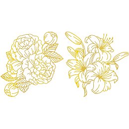 GLOBLELAND 2Pcs Peony and Lily Flowers Hot Foil Plate for DIY Foil Paper Embossing Scrapbooking Decor Greeting Cards Making Wedding Birthday Invitation,Matte Platinum