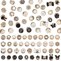 NBEADS 120 Pcs 40 Styles Shirt Brooch Buttons, Safety Brooch Buttons Cover up Button Pins with Pearl Rhinestone for DIY Clothes Cardigan Dress Decoration Supplies