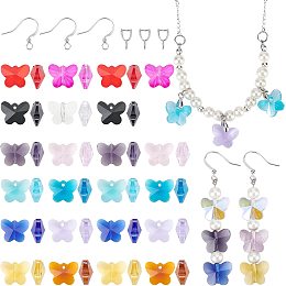 SUNNYCLUE 1 Box 12 Colors 24 Pairs Butterfly Beads Charms Earrings Kit Transparent Crystal Glass Beads Earrings Making Kit for Jewelry Making kit DIY Bracelet Necklace Women Beginners Adults