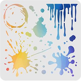 FINGERINSPIRE Splatters Stencils Decoration Template 11.8x11.8 inch Plastic Stain Stencils Square Reusable Stencils for Painting on Wood, Floor, Wall and Fabric