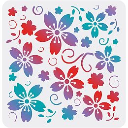 FINGERINSPIRE Cherry Blossom Stencils Template 11.8x11.8inch Plastic Flowers Drawing Painting Stencils Cherry Blossom Pattern Reusable Stencils for Painting on Wood, Floor, Wall and Tile