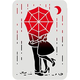 FINGERINSPIRE Couple Stencils 11.7x8.3inch Rainy Night Stencil Couple with Umbrella Drawing Template Reusable Umbrella Rain Couple Stencil for Painting on Wood Tile Paper Fabric Floor Wall