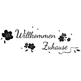 SUPERDANT Welcome Home Vinyl Wall Stickers German Decal Saying Willkommen Zuhause Wall Art Sticker Welcome Wall Decals for Front Door Wall Decoration 12.8"x30.71"