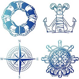 GORGECRAFT 8PCS 6.30" Anchor & Helm Pattern Window Decals Static Stained Glass Sliding Door Sticker Clings Anti-Collision Vinyl Film Bedroom Alert Decals for Prevent Stop Birds Dogs Pets Strikes