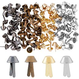 DICOSMETIC 120Pcs 4 Colors Brads Purse Feet Mushroom Feet Studs Handbag Feet Cone Studs Antique Iron Purse Studs Spike Nailheads for Handbags DIY Purse Hardware Embellishments