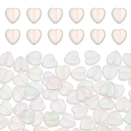 SUNNYCLUE 1Box 200Pcs Eco-Friendly Transparent Acrylic Beads, Heart, Dyed, AB Color, Clear AB, 8x8x3mm, Hole: 1.5mm,