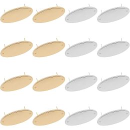 WADORN 2 Colors Metal Blank Stamping Tags, 16 Sets Oval Blank Name Labels DIY Alloy Handmade Logo Labels with Shim for Jeans Shoes Hat Bag Decorative Clasps Making