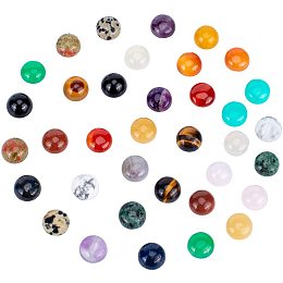 PH PandaHall 36pcs Natural & Synthetic Mixed Stone Cabochons, Half Round/Dome, 12x5mm