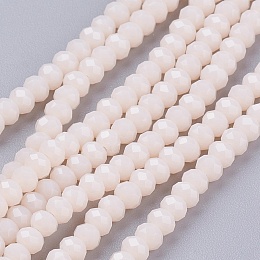 Honeyhandy Imitation Jade Glass Beads Strands, Faceted, Rondelle, PapayaWhip, 3x2mm, Hole: 0.5mm, about 193~195pcs/strand, 16.7 inch