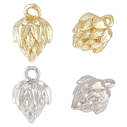 BENECREAT 10Pcs 2 Colors Long-Lasting Plated Brass Charms, Lotus, Cadmium Free & Lead Free, Real Gold Plated & Real Platinum Plated, 11.5x8mm, Hole: 1.5mm, 10pcs/color