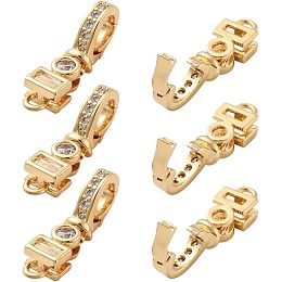 BENECREAT 6PCS Real 18k Gold Plated Brass Folding Clasp, Cubic Zirconia Necklace Extender, Folding Extension Jewelry Clasp for Bracelet Necklace Anklet Jewelry Making Pendant Connector