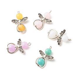 Honeyhandy Imitation Gemstone Acrylic Pendants, with Iron Loops and Alloy Bead Frames, Platinum, Mixed Color, 29~30x21.5x8mm, Hole: 2.4mm