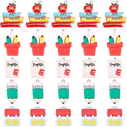 SUNNYCLUE 1 Box 25Pcs Resin Teacher Charms Back to School Charm for Jewelry Making Charms Bracelet Earring Necklace Craft