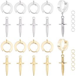 UNICRAFTALE 8 Sets Punk Style DIY Dagger Drop Earring Making Kit Stainless Steel Hoop Earrings Findings and Dagger Charm Pendants with Jump Ring Pin 1mm for Jewelry Making