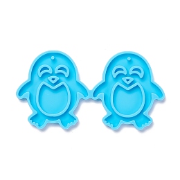 Honeyhandy Penguin DIY Pendant Silicone Molds, for Earring Making, Resin Casting Molds, For UV Resin, Epoxy Resin Jewelry Making, Deep Sky Blue, 43x81x4mm, Hole: 2mm