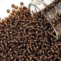 TOHO Round Seed Beads, Japanese Seed Beads, (34) Silver Lined Smoky Topaz, 11/0, 2.2mm, Hole: 0.8mm, about 1103pcs/10g