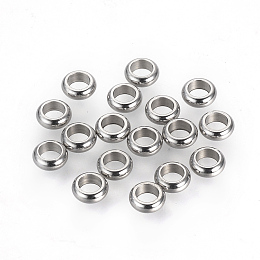 Honeyhandy 201 Stainless Steel Spacer Beads, Donut, Stainless Steel Color, 4.5x1.7mm, Hole: 2.7mm