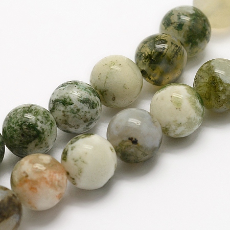 Arricraft Natural Tree Agate Beads Strands, Round, 8mm, Hole: 1mm, about 48pcs/strand, 15.3 inches(39cm)