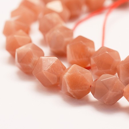 Arricraft Natural Sun Stone Beads Strands, Star Cut Round Beads, Faceted, 9.5~10mm, Hole: 1mm, about 40pcs/strand, 15.28 inches(38.8cm)