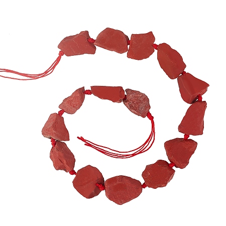 Natural Red Jasper Beads, Rough Raw Stone, Nuggets, with Velvet Pouches, 12~30mm, 14.96 inches(38cm), 1strand/bag