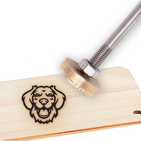 OLYCRAFT Wood Leather Cake Branding Iron 1.2 Inch Branding Iron Stamp Custom Logo BBQ Heat Bakery Stamp with Brass Head Wood Handle for Woodworking Baking Handcrafted Design - Dog