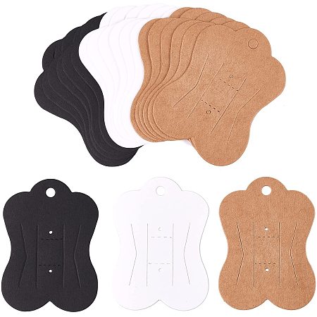 FINGERINSPIRE 300Pcs Hair Clip Display Cards Butterfly Shape Cardboard Paper (Black White Brown) Hairpin Display Cards Kraft Cards for Hair Bow Hair Clips and Hair Accessories 2 x2.8 Inch