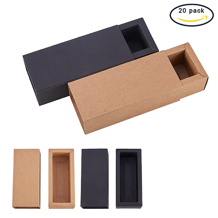 BENECREAT 20 Pack Mixed Kraft Paper Drawer Box Festival Gift Wrapping Boxes Soap Jewelry Candy Weeding Party Favors Gift Packaging Boxes - 2 Colors (4.84x2.12x1.37