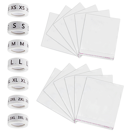 OLYCRAFT 3500Pcs 1 Inch Clothing Size Stickers Labels 7 Size Round Self Adhesive Size Labels Stickers with 100pcs Self Sealing Bags for Clothing T Shirts Skirt Retail Packaging XS S M L XL XXL XXXL