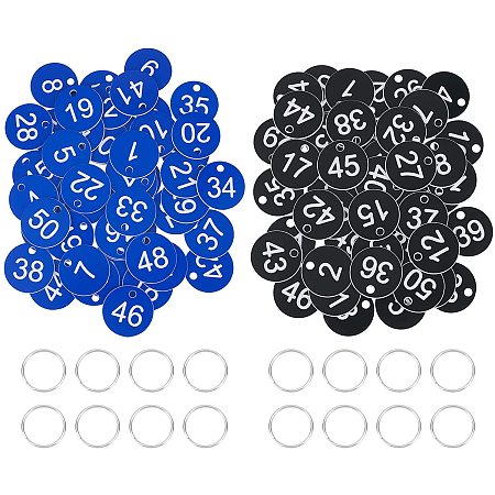 OLYCRAFT 200Pcs Number Tag Set Opaque Acrylic Pendants Wear Resistant Number Disc With Split Key Rings for Car Keys Door Keys (1-100 Mixed Color)