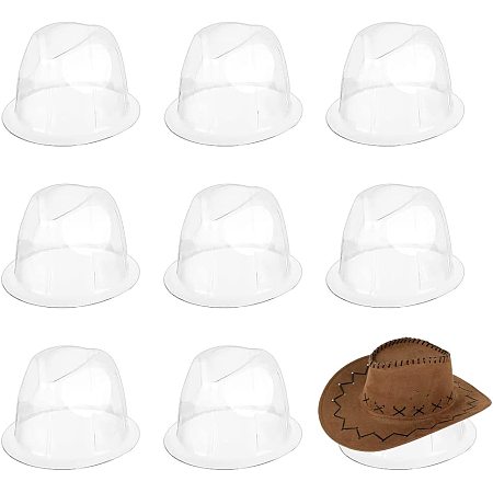 CHGCRAFT 8Pcs Plastic Hat Display Rack Transparent Plastic Top Hat Stand Top Hat Shaping Holder Hat Cap Rack for Home Shop Bedroom Organization 190x165mm